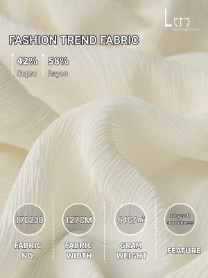 170238 Wholesale Cupro & Rayon Crinkle Chiffon Fabric | 64GSM Lightweight Material: Perfect for Trendy Women's Dresses & Casual Shirts