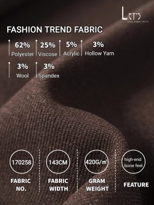 170258 New Arrival Hollow Yarn Wool Fabric | Warm Wholesale Material: Ideal for Autumn/Winter Suit Trousers, Blazers & Thermal Overcoats
