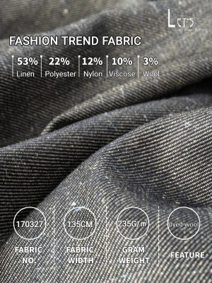 Luxury Brand-Level Fabric with Unique Texture | Colorfast Yarn-Dyed Wool-Linen Blend: Ideal for Blouses & Casual Blazers